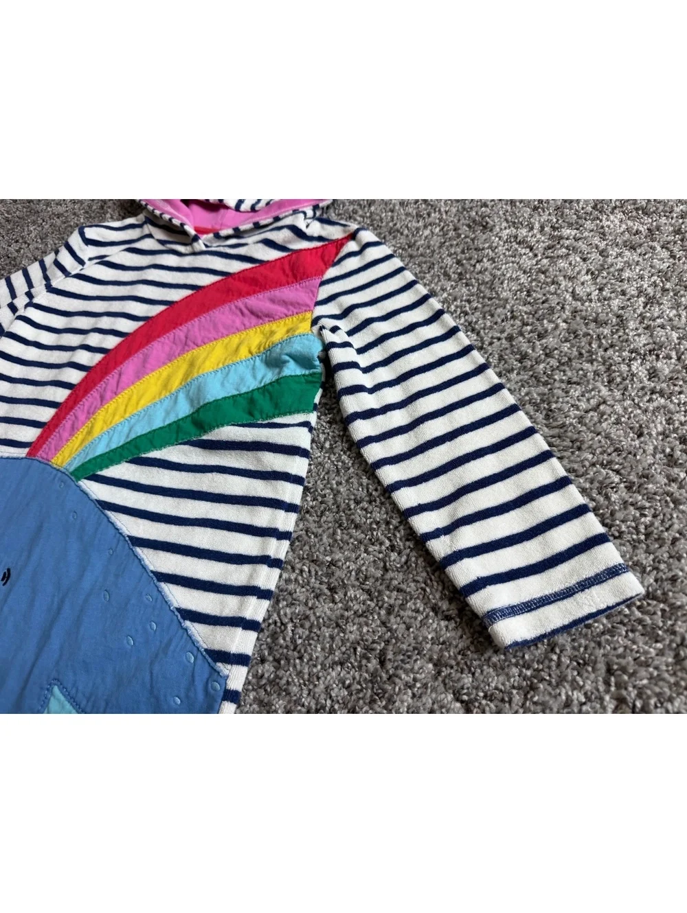 BODEN Long Sleeve Hooded Whale Applique Terry Cloth Swim Cover Up Size 6-7